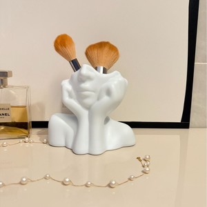 Cross Border Creative Desktop Pen Holder <b>Makeup</b> Brush Stand White PP Material Office Decorative Storage Item - Product Image 3