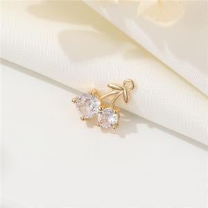 Dijes de Circonita Cúbica al por Mayor con Forma de Flor de Cerezo, Dijes de Arcoíris para Hacer Joyas, Collares, Pendientes, Accesorios de Joyería - Product Image 4