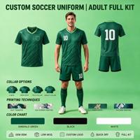Maillots et shorts de football personnalisés pour hommes – Kit complet respirant 100 % polyester anti-humidité pour équipes sportives