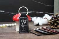 Porte-clés rectangulaire simple vierge personnalisable en similicuir végétalien écologique en acier inoxydable pour témoin de mariage
