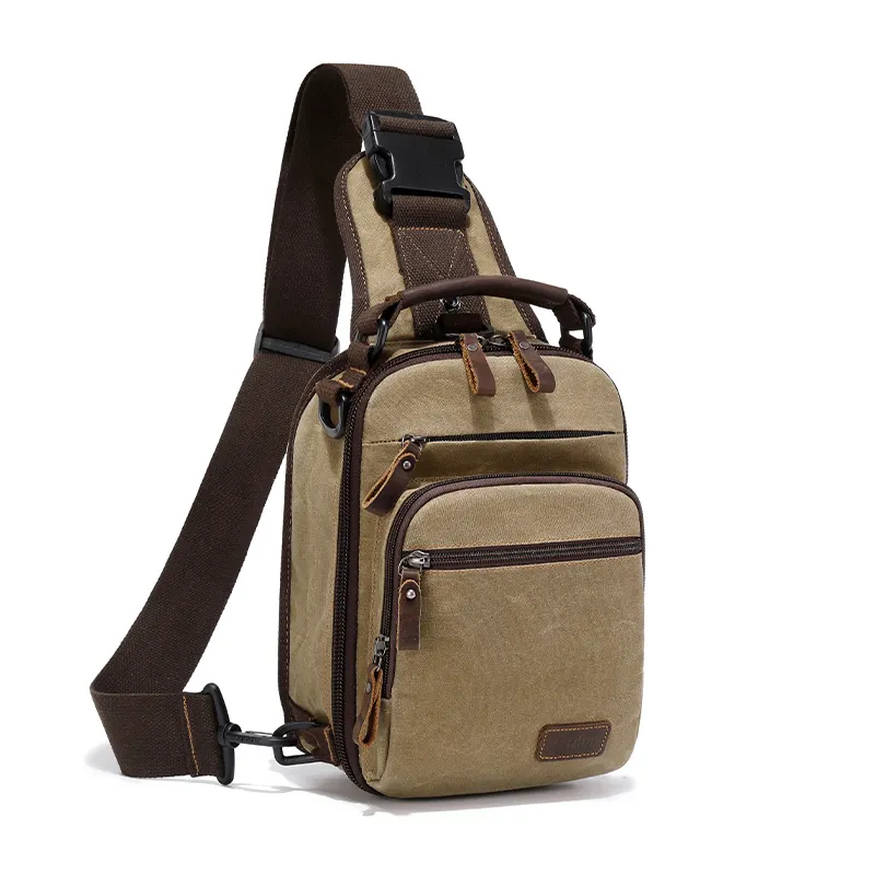 Nerlion In Stock High Quality Crossbody Bag Waterproof Chest Bag Causal Oil Wax Canvas Daypack Shoulder Chest Sling Bag