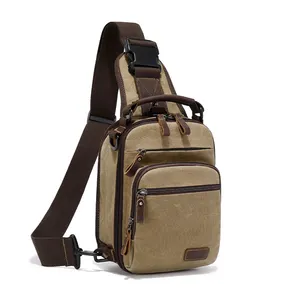 Nerlion In Voorraad Hoge Kwaliteit Crossbody Tas Waterdichte Borst Tas Causale Olie Wax Canvas Daypack Schouderborst Sling Tas