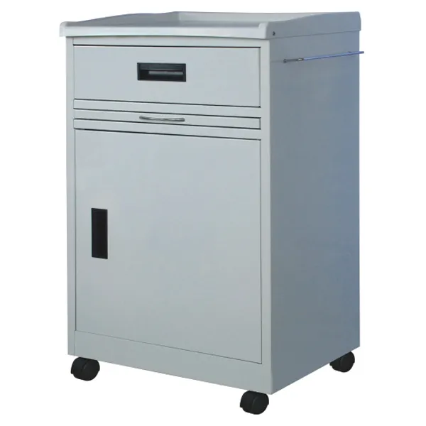 Hospital Bedside Table With Stainless Steel Surface