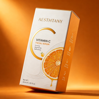 Boîte pliante de luxe pour produits de soin de la peau, sérum éclaircissant à la vitamine C 30 ml avec laminage mat, gaufrage et doublure en éponge