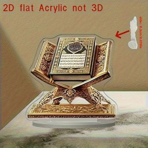 <span class=keywords><strong>Coran</strong></span> décoratif en acrylique doré sur socle, art islamique moderne pour <span class=keywords><strong>salon</strong></span> ou bureau, tendance maison européenne, Ramadan Kareem - Product Image 2