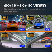 Caméra embarquée mobile 360° pour véhicule, enregistreur vidéo DVR, Wifi 5G, GPS, caméra avant et arrière, 4 canaux, caméra de tableau de bord 4K, mode sentinelle 24h/24