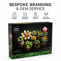 Blocs de construction de plantes succulentes personnalisées, collection botanique, OEM, marque privée, décoration de bureau esthétique, plante en pot DIY, cadeau pour elle
