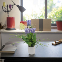 Tulipe artificielle réaliste en plastique, faite à la main, en pot, style bonsaï, petite, moderne, pour la décoration de bureau ou de salle de bain