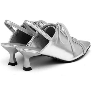 Moda sivri dantel-up bayanlar katır ve yüksek topuklu sandalet - Product Image 6