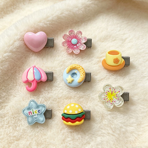 Cute 3D Cartoon Hair Clips For Girls And Women Plastic Gripper Clips Daily Use <b>Sweet</b> Food <b>Flower</b> Design Random Color - Product Image 1