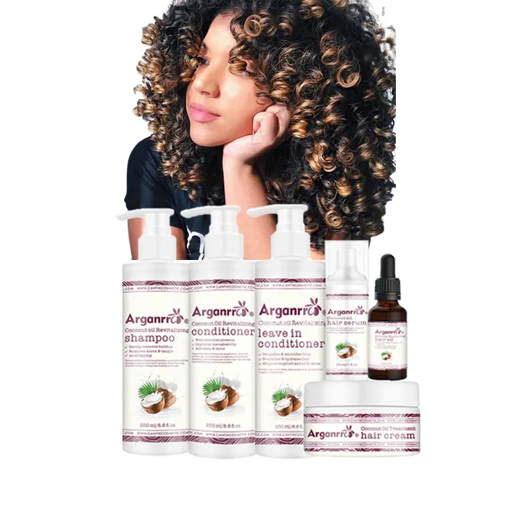 Private Label Kokosolie Natuurlijke Haar Shampoo En Conditioner Sets Voor Afro-amerikanen Haar Schade