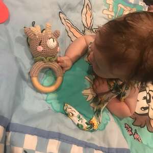 Personnalisation Lapin Éléphant Lapin Renne Vache Girafe Renard Bébé <span class=keywords><strong>Anneau</strong></span> en bois crochet Hochet Jouets Crochet fait main cadeau - Product Image 6