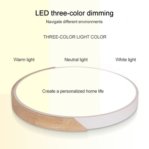 White 36W 3CCT <b>Round</b> <b>LED</b> Wood Effect <b>Ceiling</b> <b>Light</b> 50cm - Product Image 3