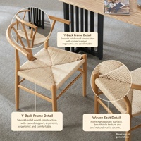 Fauteuil Y-Chair en bois de hêtre, style vintage, en bois massif, avec tressage en corde, nouveau style chinois, simple, pour hôtel et maison d'hôtes, fauteuil de bureau écologique avec dossier
