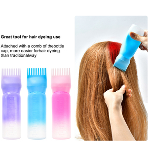 Flacon applicateur de peigne racine avec logo personnalisé 6 onces applicateur de teinture capillaire brosse peigne racine de cheveux couleur avec échelle graduée - Product Image 6