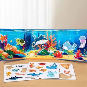 Livre de puzzle magnétique pour enfants : activités éducatives, aimants de réfrigérateur, dessins animés, véhicules, animaux - Product Image 3