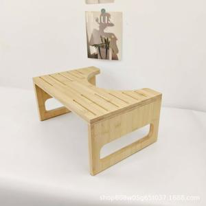 Taburete de baño de bambú para niños y mujeres embarazadas, color madera natural, cuerpo recto grande, taburete elevador multifuncional para baño - Product Image 5