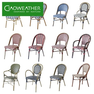 Chaises de bistrot en rotin résistant aux intempéries pour l'extérieur, chaises de salle à manger en rotin PE pour restaurant - Product Image 1