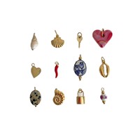 Pendentif en forme de cœur en perle de style baroque avec breloque de style océan, acier inoxydable plaqué or, adapté à la fabrication de bijoux à bricoler soi-même