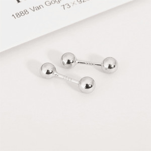 S925 Sterling Silver Ball Stud <b>Earrings</b> <b>3mm</b> 4mm Round Bead Simple Geometric Design For Ear Cartilage Daily Wear - Product Image 4