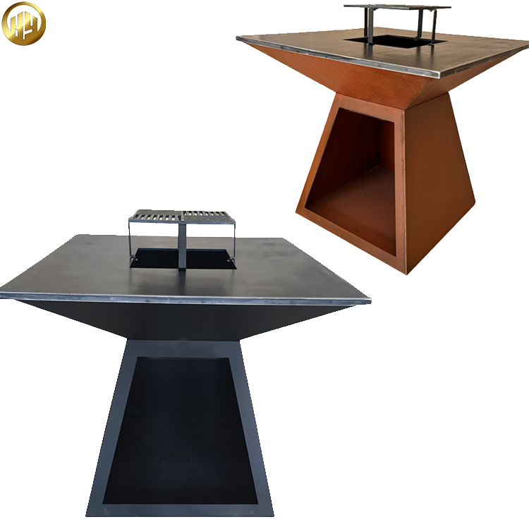 Simple Square Corten Steel Camping Teppanyaki
