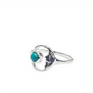 Anillo de Plata 925 con Turquesa Hecho a Mano, Diseño de Luna, Joyería Celestial Espiritual, para Uso Diario, Regalo para Bodas y Fiestas - Product Image 3