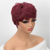 TopEmily cheveux humains pour femmes noires avec frange brésilienne cheveux vierges perruque pas cher fait à la machine courte droite Bob perruque Pixie Cut perruque