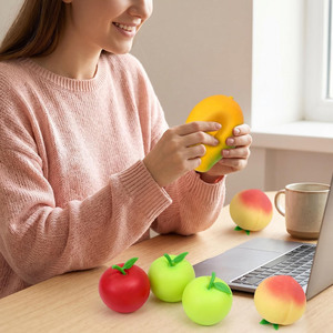 Juicy Fruit Shaped Squeeze Toys Soft Elastic Stress Reliever 6 <b>Pack</b> Slow Rebound <b>Fidget</b> Set for Relaxation and Gifting - Product Image 4