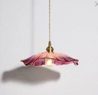Lampe suspendue vintage en laiton nordique, moderne, simple, créative, feuille de lotus, allée, verre cristal, lampe de chevet pour restaurant et usage domestique