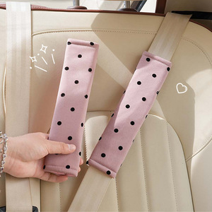 Protectores de hombro para cinturón de seguridad de coche, cubierta de tela gris con lunares para mayor seguridad y comodidad, decoración de verano - Product Image 2