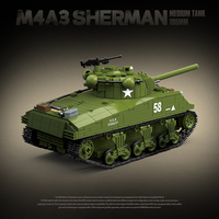 Set de Construcción de Bloques de Juguete: Tanque Mediano Sherman M4A3 de 1175 Piezas, Modelo de Vehículo Militar Panzer de Batalla