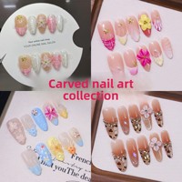 Exquisite handgefertigte, vollflächige Schutz-Nagelkunst im europäischen Stil mit mandelförmigen Press-on-Nägeln