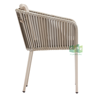 (E7097) Chaise de salle à manger en rotin tissé en corde avec cadre en aluminium pour l'extérieur avec coussin de siège