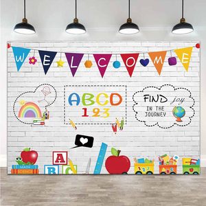 Fondo Fotográfico de Fieltro para Regreso a Clases, con Diseño de Manzana y Autobús Escolar, Decoración para Fiestas, Personalizable - Product Image 4