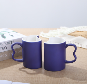 Lot de tasses en céramique vierges à interverrouillage en S, prêtes pour la sublimation, pour couple, avec logo photo personnalisé, pour cadeau, vente en gros - Product Image 3