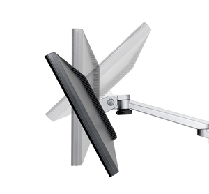 Dudukan <span class=keywords><strong>Monitor</strong></span> Ganda Aluminium & ABS Perak yang Dapat Disesuaikan dengan Rotasi 360 Derajat, Penyangga LCD untuk Meja Kantor - Product Image 4