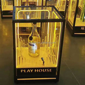 Rechargeable Warm Yellow LED Wine Display Case, Large/Small 3-Groove XO Brandy Bottle Holder - Product Image 2