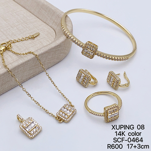 Set di Gioielli da Donna <span class=keywords><strong>XUPING</strong></span>, Placcato Oro 14k, Collana, Bracciale, Orecchini e Anello con Zirconia Cubica Sintetica - Product Image 3