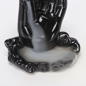 Cadeau artisanal créatif en céramique, reflux insenteurs cascade brûleur bouddhiste main lotus cône porte-encens bâton four - Product Image 4