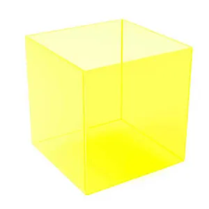 霓虹灯广场 5 侧塑料组织者立方体荧光黄色丙烯酸盒子