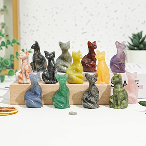Artigianato in Cristallo di Quarzo Intagliato a Forma di Animale in <span class=keywords><strong>Pietra</strong></span> Naturale all'Ingrosso, Gatto Pixel Carino da 50mm per Decorazione - Product Image 5