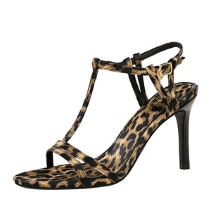 126-A17 Sandalias de verano para mujer elegantes con punta abierta y tacón súper alto sexy con estampado de leopardo Europeo Americano- - Product Image 3