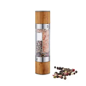 Hot Sell wood bamboo 2 in 1 Manual Salt and Pepper Grinder Set Spice Mill for Kitchen