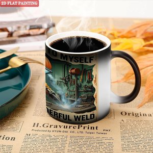 Tasse magique en céramique noire givrée de 11 oz, changeant de couleur à la chaleur, pour rangement de cuisine - Product Image 5