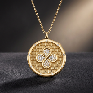 Collier pendentif trèfle couleur or avec breloque diamant rond, bijou pour cadeau et usage quotidien - Product Image 3