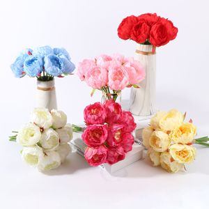 Bouquet de pivoines en soie Tainen à 8 têtes, fleurs artificielles de 30 cm, décorations de mariage - Product Image 5