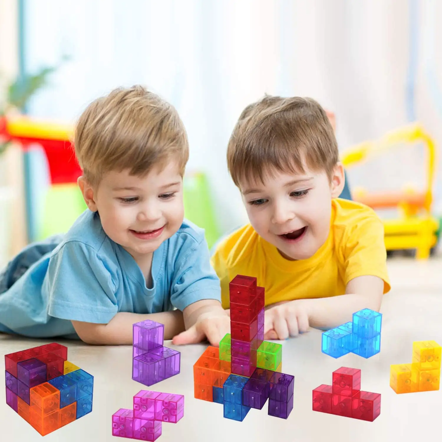 Оптовая продажа Набор из 7 разных форм детские развивающие магнитные строительные блоки Магические магнитные 3D головоломки кубики