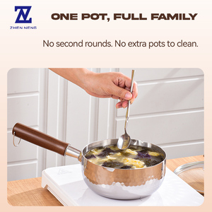 Cacerola japonesa Yukihira Nabe de 3 capas de acero inoxidable 18/8 profesional de gama alta con tapa y mango de madera, <span class=keywords><strong>olla</strong></span> lista para inducción - Product Image 3