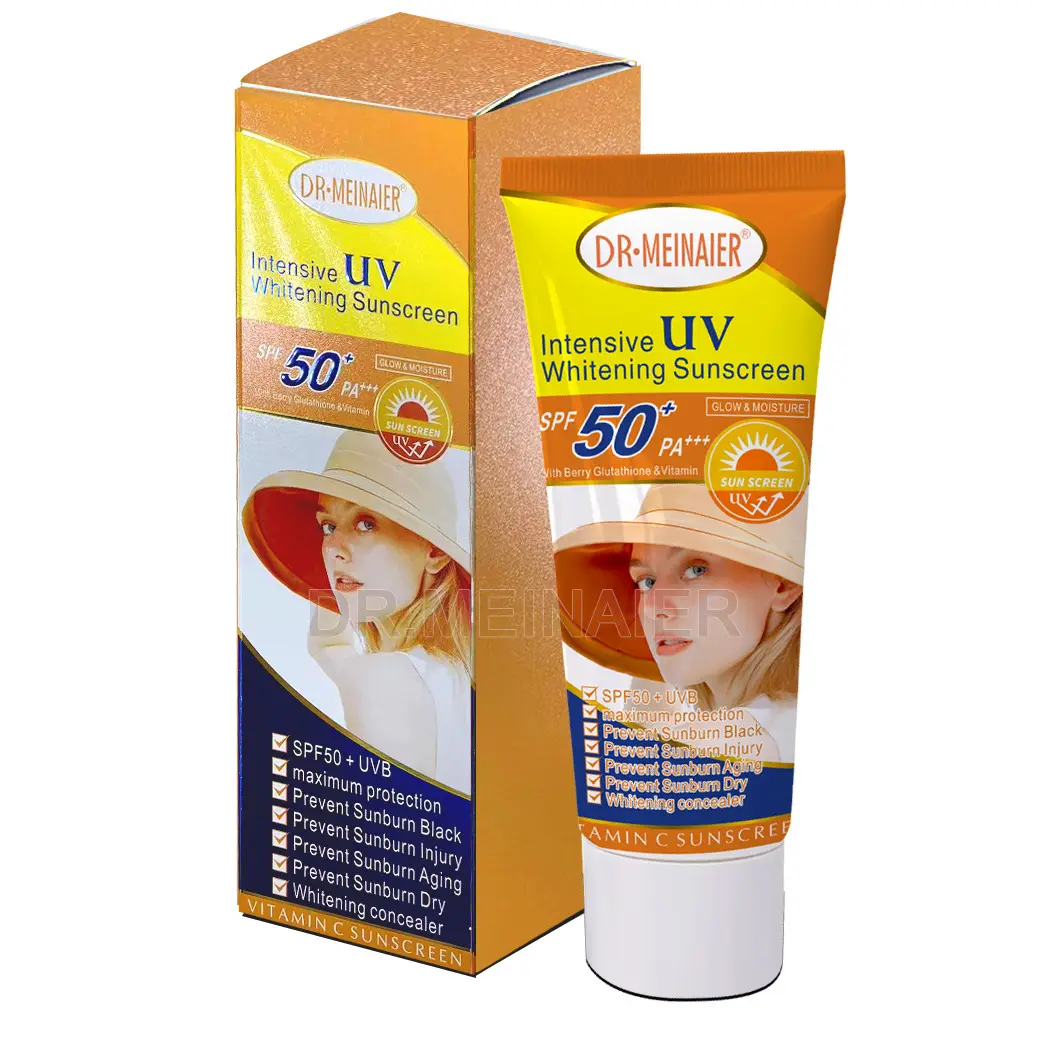 Toptan OEM güneş kremi SPF50 + PA + + + yatıştırıcı hafif günlük güneş koruyucu çam kozalağı özü nemlendirici beyazlatma güneş koruyucu