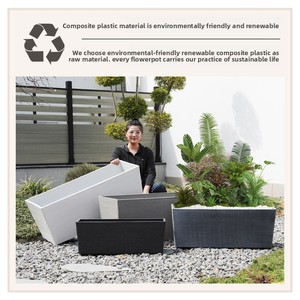 Fioriera Rettangolare <span class=keywords><strong>in</strong></span> Cemento con Divisori per Piante, Vaso per Fiori, Aiuola per Piante Verdi da Esterno, Giardino e Cortile - Product Image 6